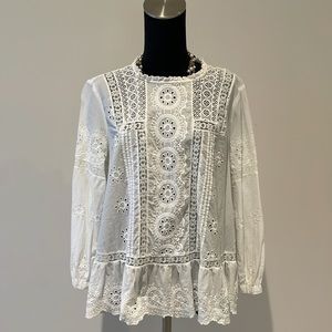 ZARA EYELET COTTON Blouse